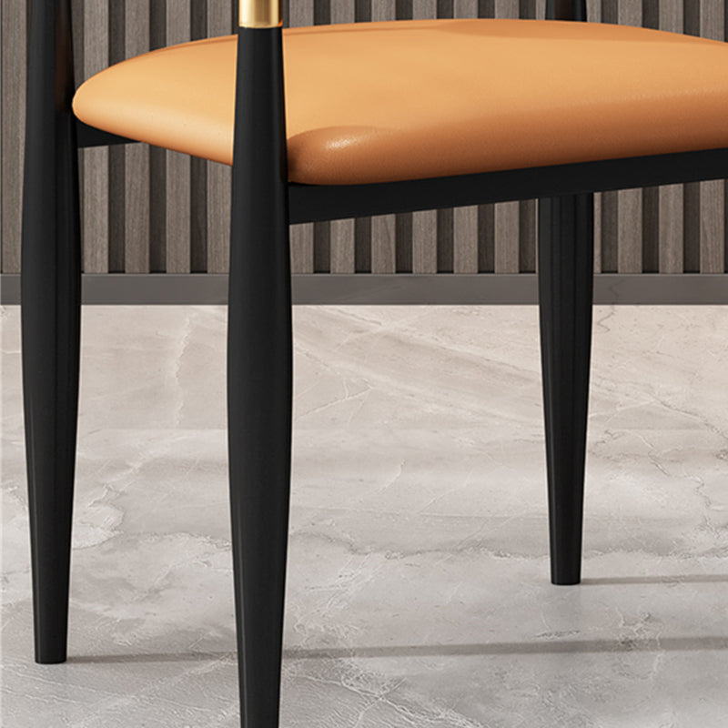 Metal Industrial Side Chair Metallic Finish Open Back Dining Arm Chair