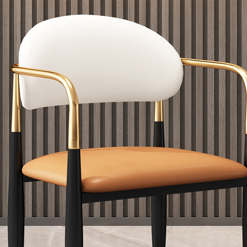 Metal Industrial Side Chair Metallic Finish Open Back Dining Arm Chair