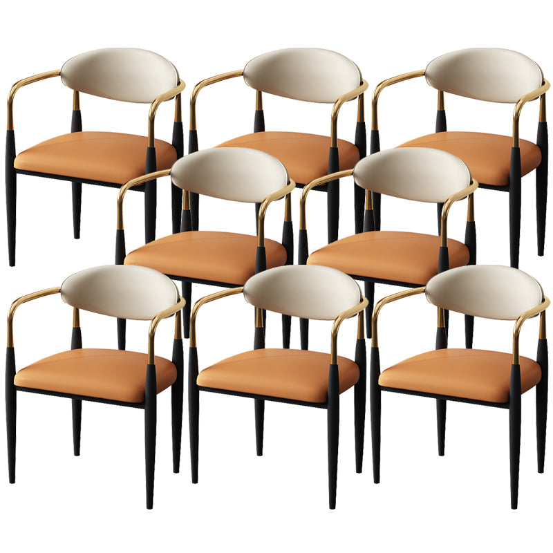 Metal Industrial Side Chair Metallic Finish Open Back Dining Arm Chair