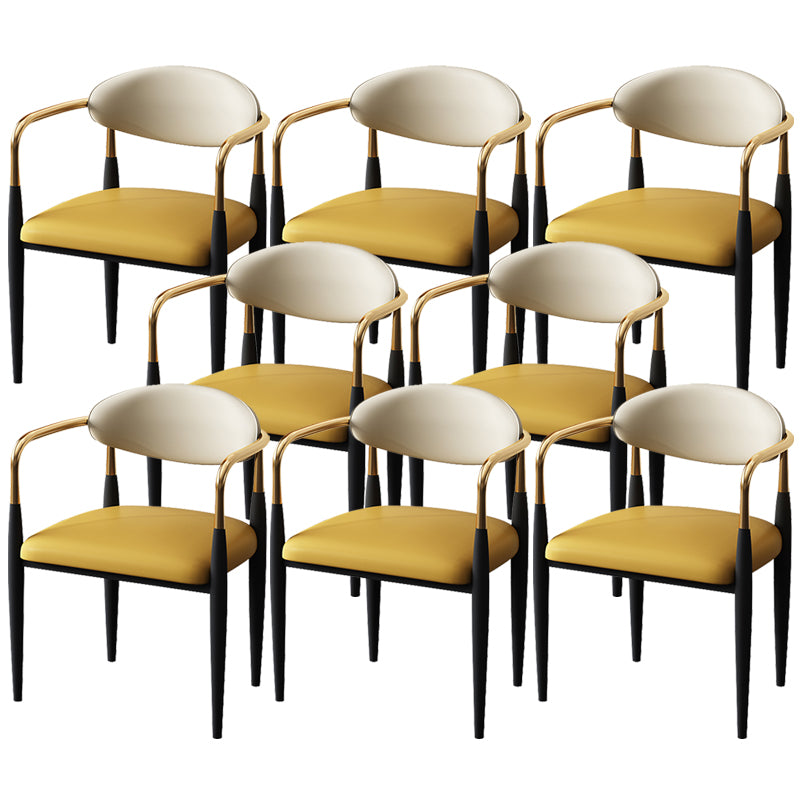 Metal Industrial Side Chair Metallic Finish Open Back Dining Arm Chair