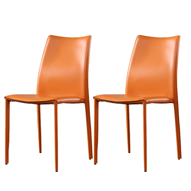 Faux Leather Stackable Dining Chairs Modern Armless Side Chair