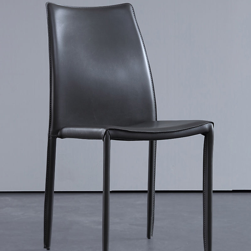 Faux Leather Stackable Dining Chairs Modern Armless Side Chair