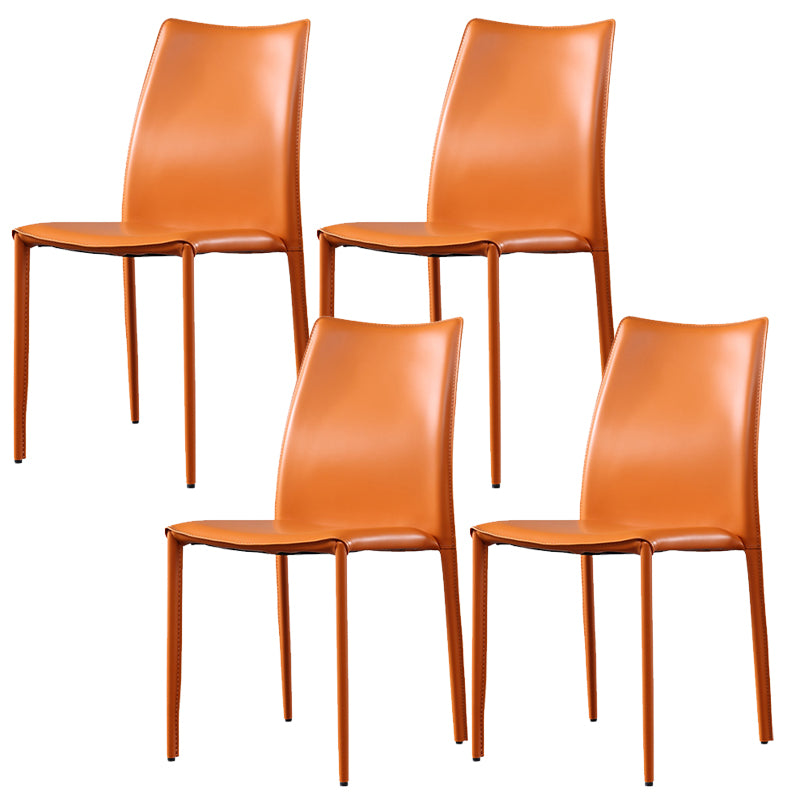 Faux Leather Stackable Dining Chairs Modern Armless Side Chair