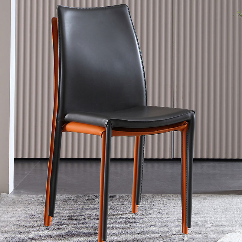 Faux Leather Stackable Dining Chairs Modern Armless Side Chair