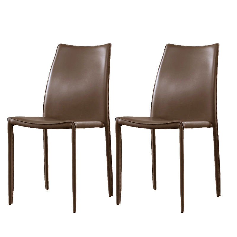 Faux Leather Stackable Dining Chairs Modern Armless Side Chair