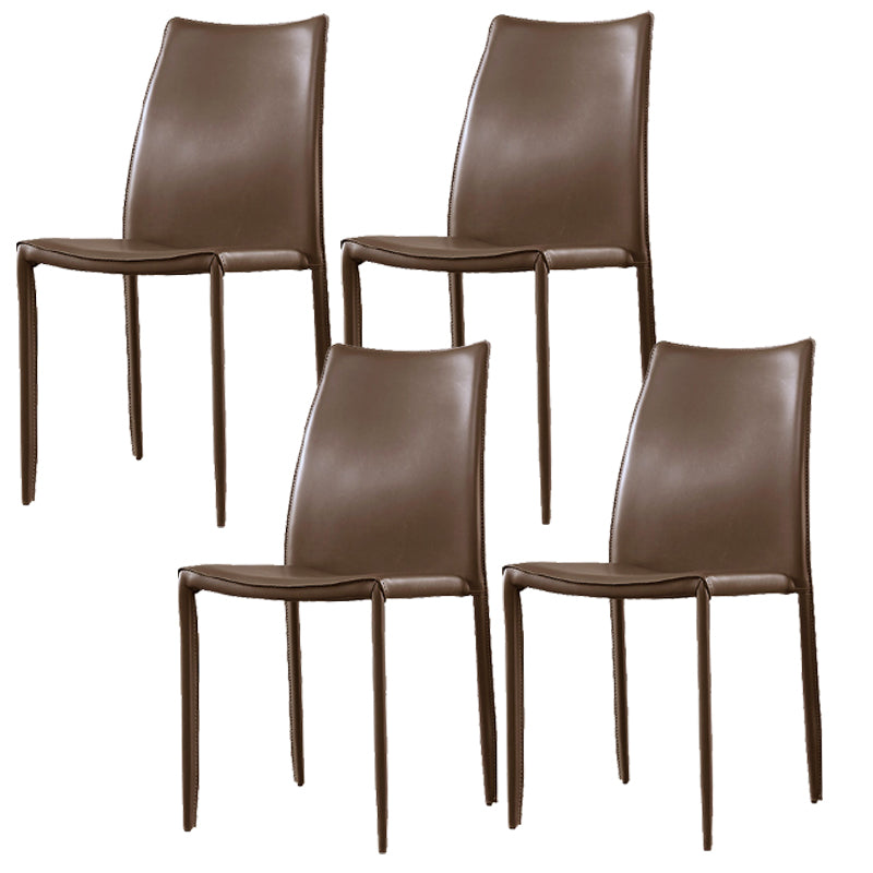 Faux Leather Stackable Dining Chairs Modern Armless Side Chair