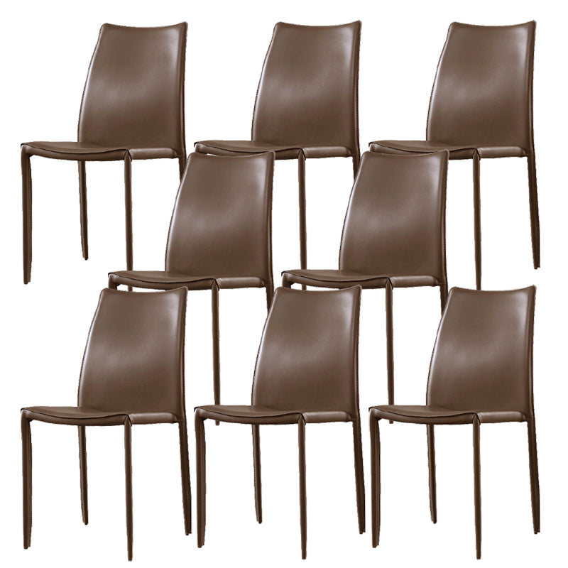 Faux Leather Stackable Dining Chairs Modern Armless Side Chair