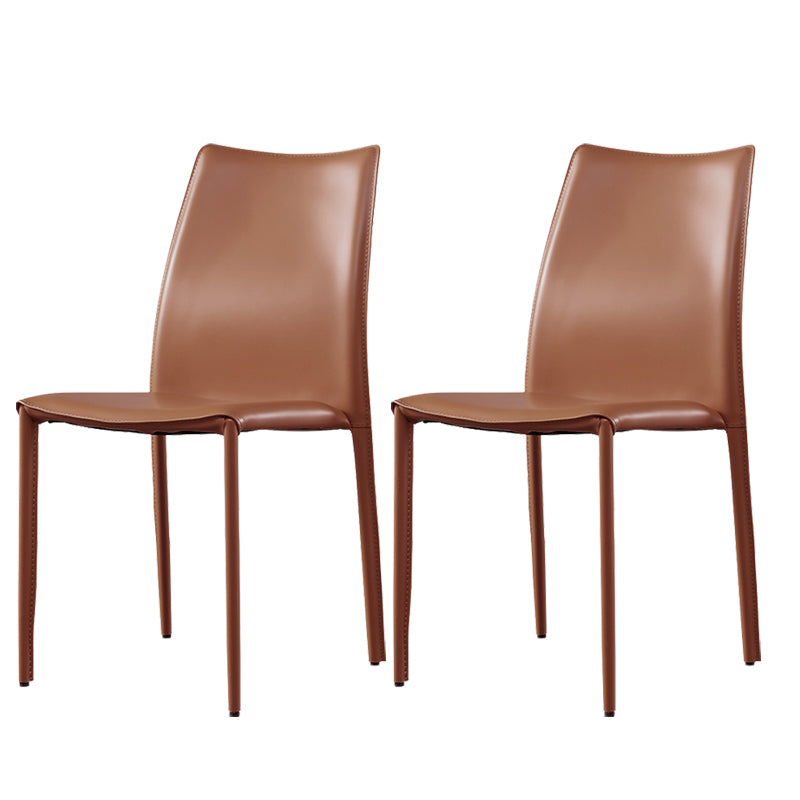 Faux Leather Stackable Dining Chairs Modern Armless Side Chair