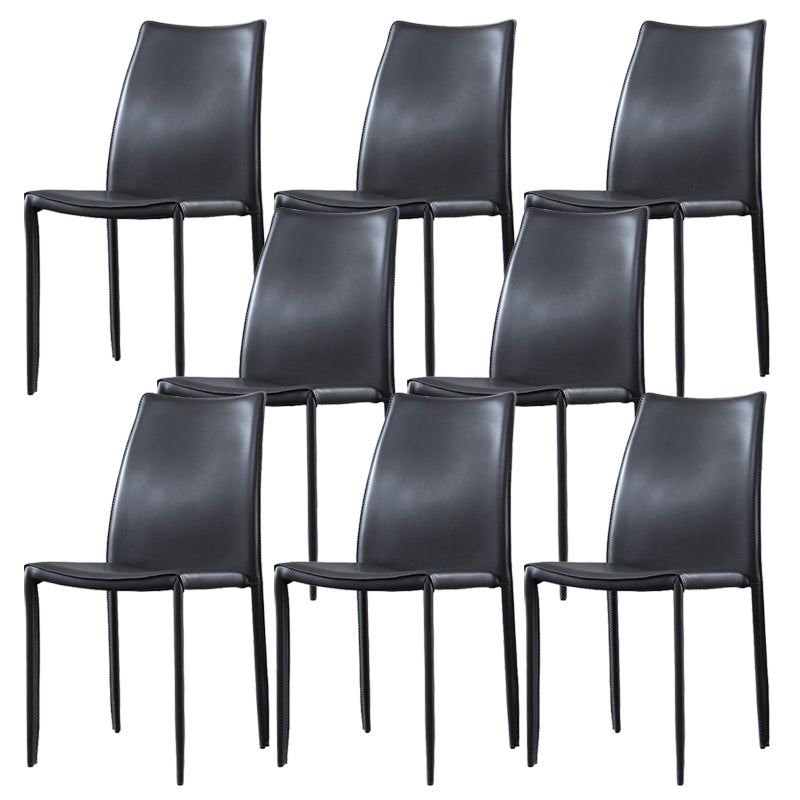 Faux Leather Stackable Dining Chairs Modern Armless Side Chair