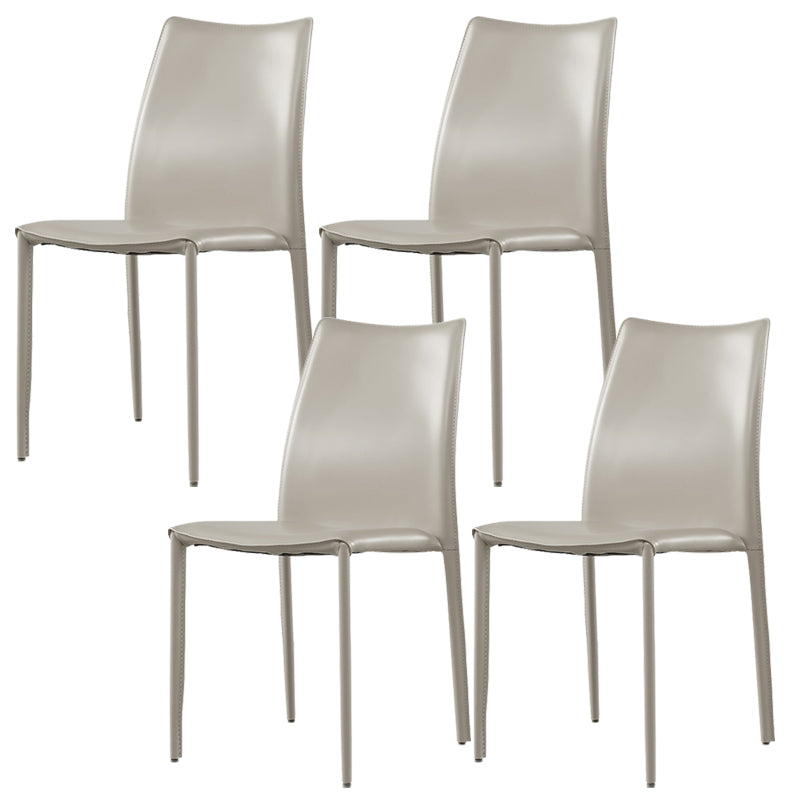 Faux Leather Stackable Dining Chairs Modern Armless Side Chair