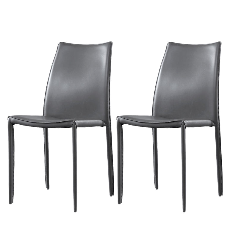 Faux Leather Stackable Dining Chairs Modern Armless Side Chair