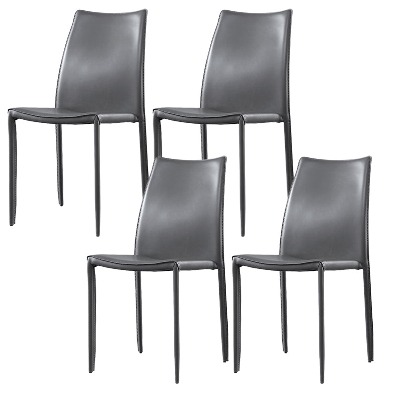 Faux Leather Stackable Dining Chairs Modern Armless Side Chair