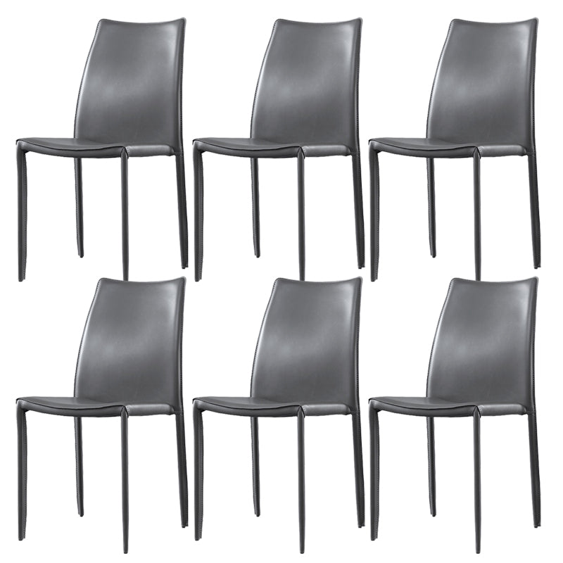 Faux Leather Stackable Dining Chairs Modern Armless Side Chair