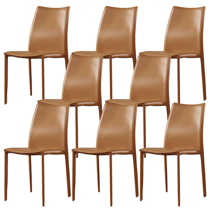 Faux Leather Stackable Dining Chairs Modern Armless Side Chair