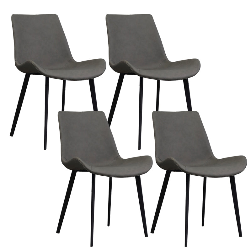 Upholstered Armless Dining Chairs Faux Leather and Metal Dining Chairs