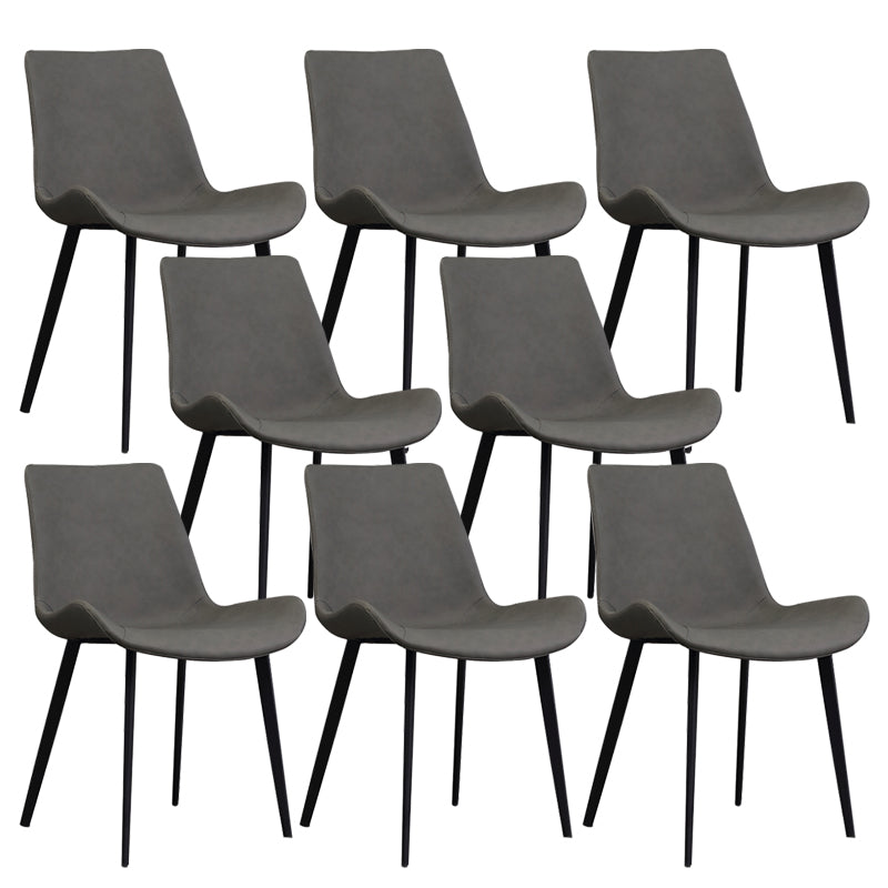 Upholstered Armless Dining Chairs Faux Leather and Metal Dining Chairs