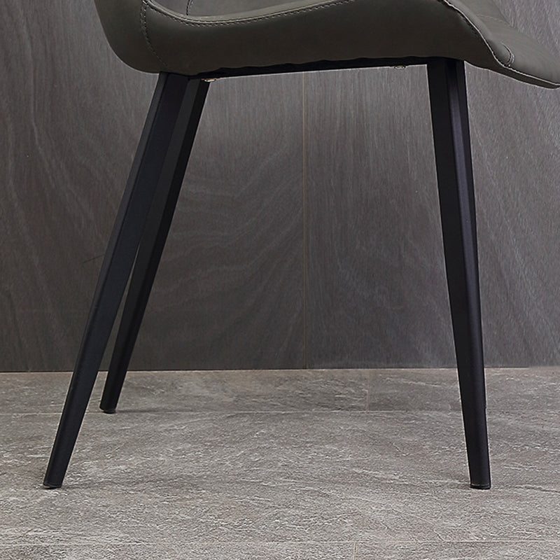 Upholstered Armless Dining Chairs Faux Leather and Metal Dining Chairs