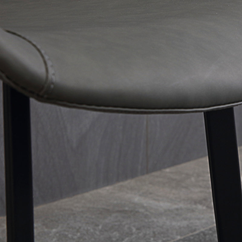 Upholstered Armless Dining Chairs Faux Leather and Metal Dining Chairs