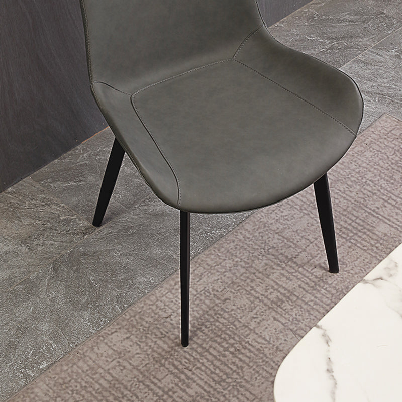Upholstered Armless Dining Chairs Faux Leather and Metal Dining Chairs