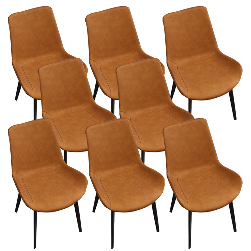 Upholstered Armless Dining Chairs Faux Leather and Metal Dining Chairs