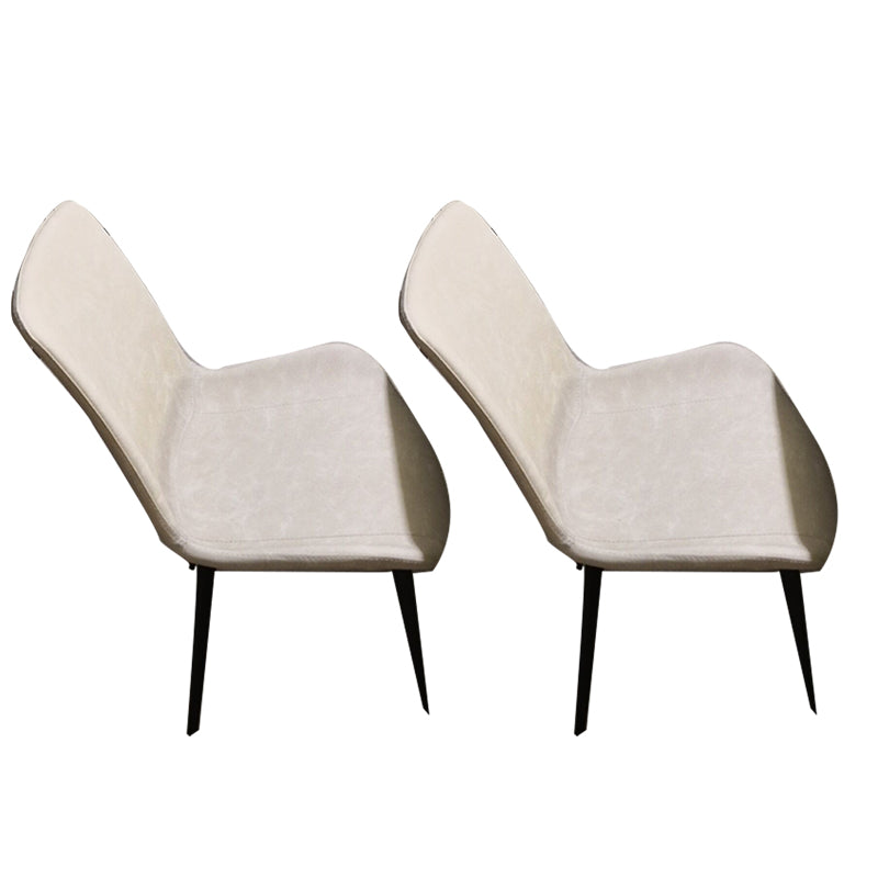 Upholstered Armless Dining Chairs Faux Leather and Metal Dining Chairs