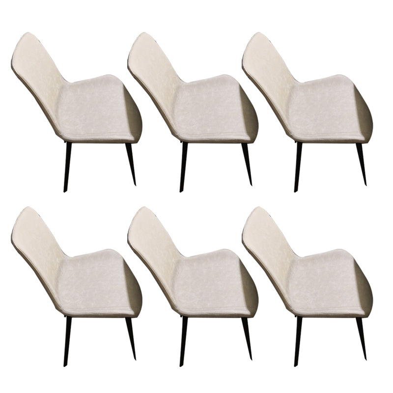 Upholstered Armless Dining Chairs Faux Leather and Metal Dining Chairs