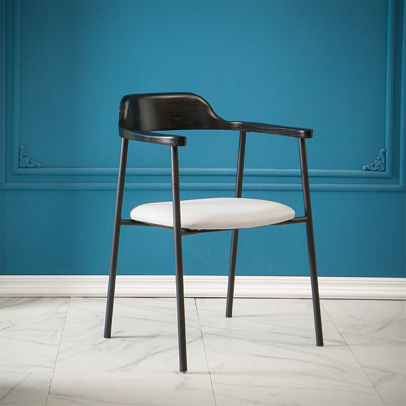 Contemporary Style Dining Chair Metal Open Back Dining Arm Chair