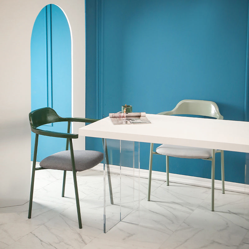 Contemporary Style Dining Chair Metal Open Back Dining Arm Chair