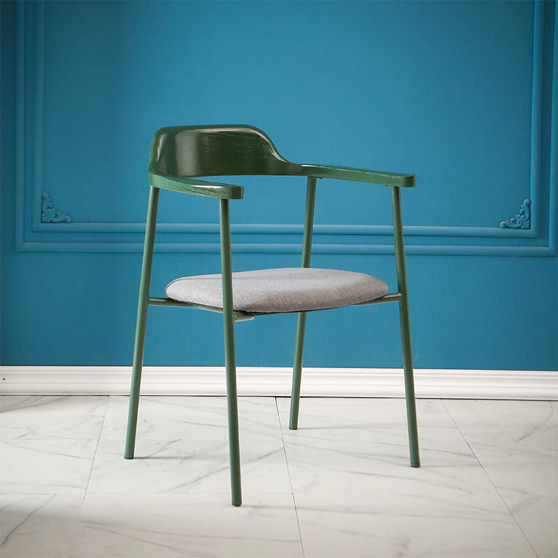 Contemporary Style Dining Chair Metal Open Back Dining Arm Chair
