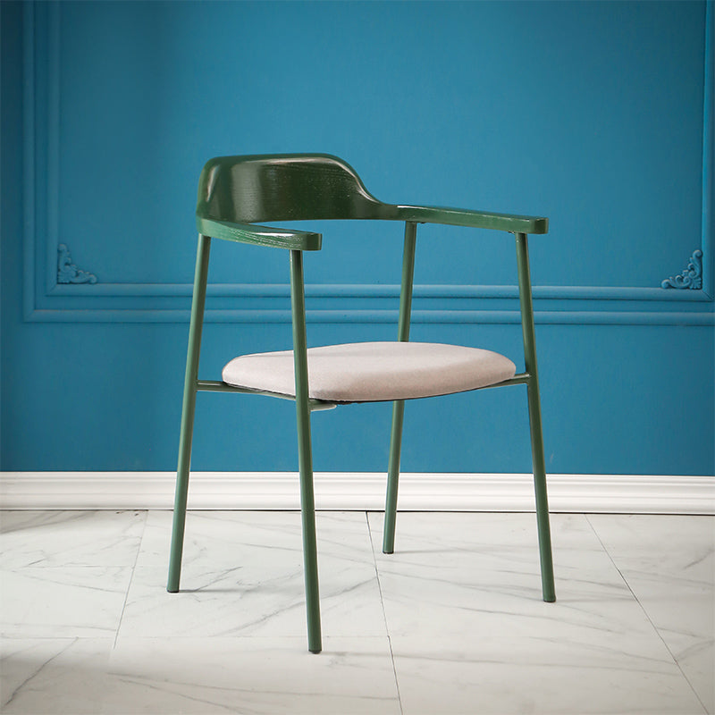 Contemporary Style Dining Chair Metal Open Back Dining Arm Chair