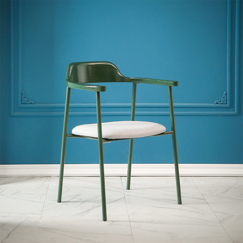 Contemporary Style Dining Chair Metal Open Back Dining Arm Chair