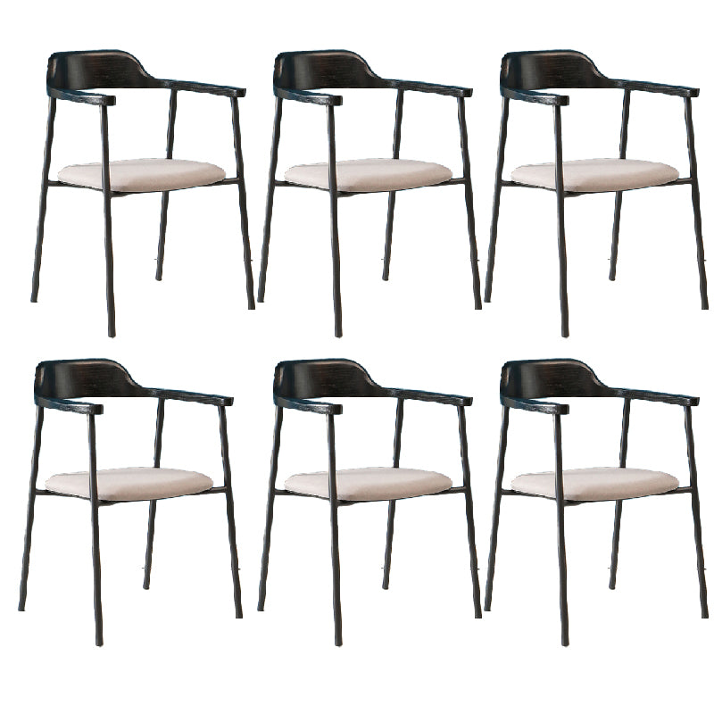 Contemporary Style Dining Chair Metal Open Back Dining Arm Chair