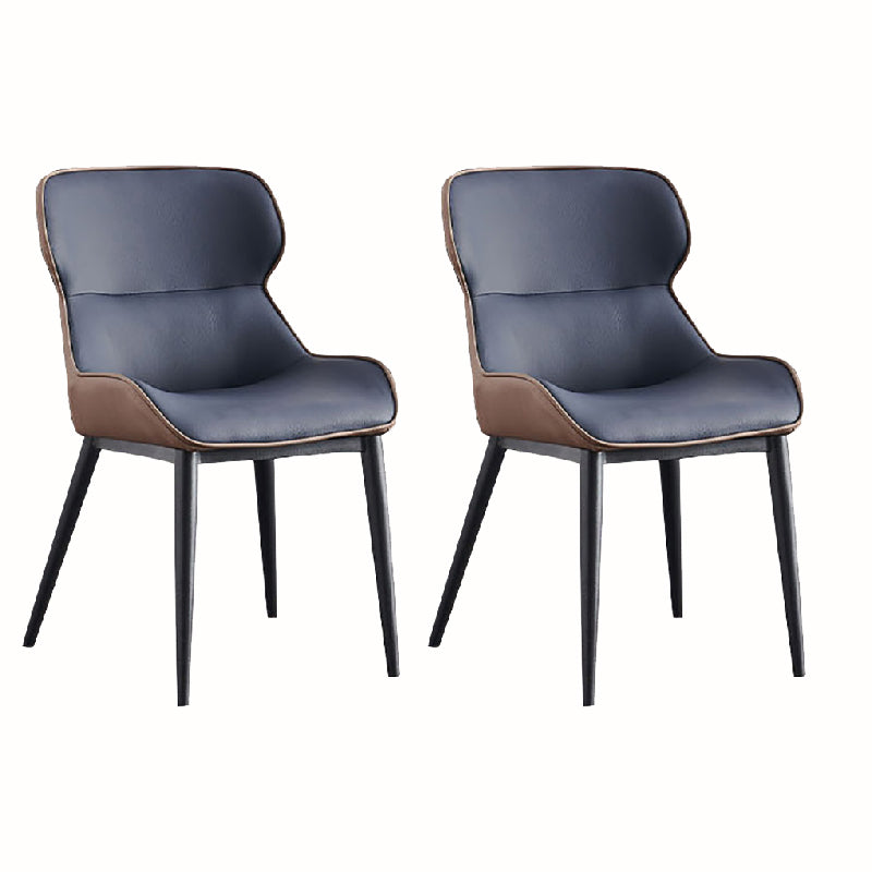 Industrial Low Back Dining Chairs Faux Leather Armless Side Chair