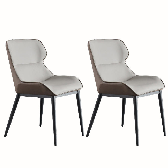 Industrial Low Back Dining Chairs Faux Leather Armless Side Chair