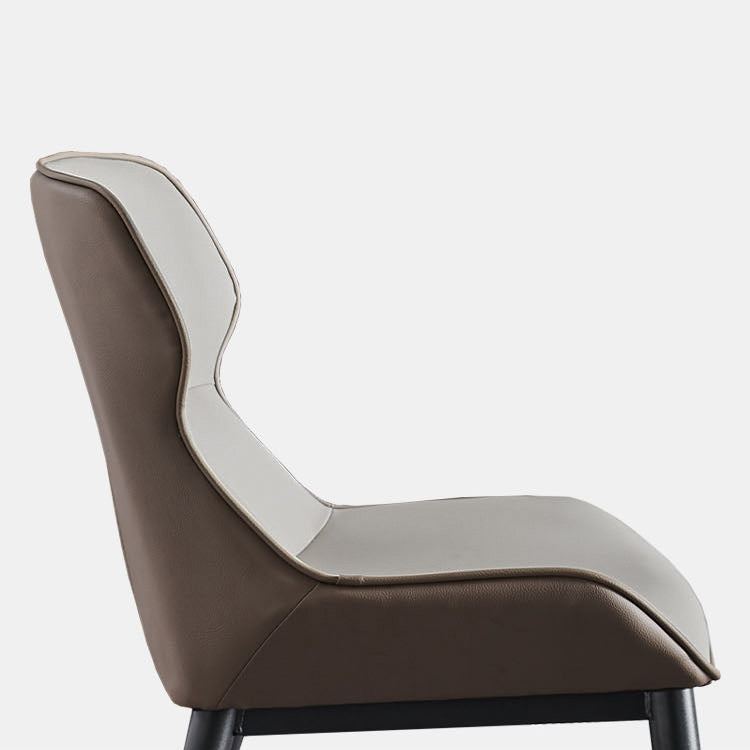 Industrial Low Back Dining Chairs Faux Leather Armless Side Chair