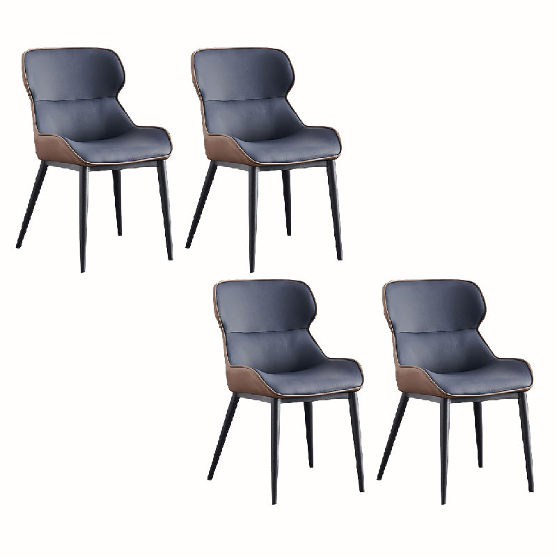 Industrial Low Back Dining Chairs Faux Leather Armless Side Chair