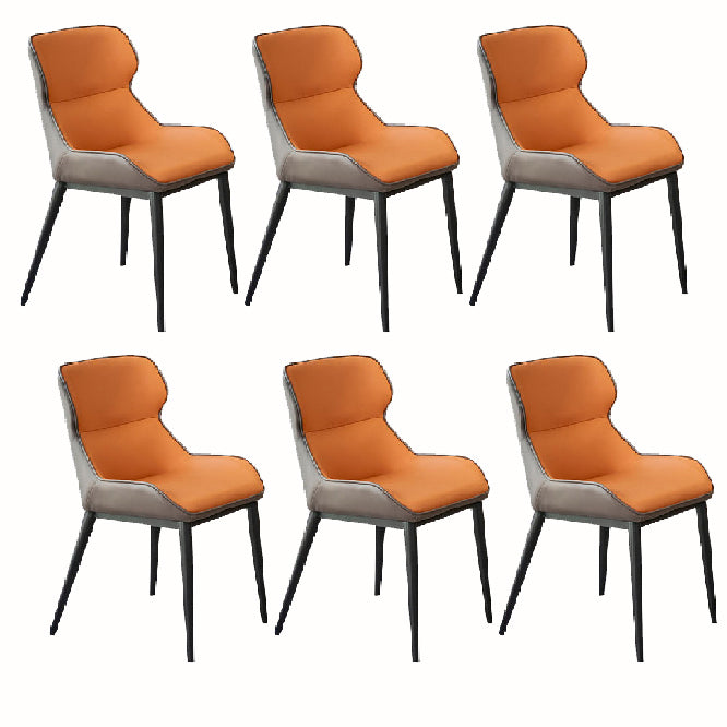 Industrial Low Back Dining Chairs Faux Leather Armless Side Chair