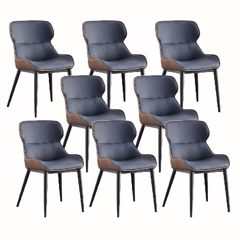 Industrial Low Back Dining Chairs Faux Leather Armless Side Chair