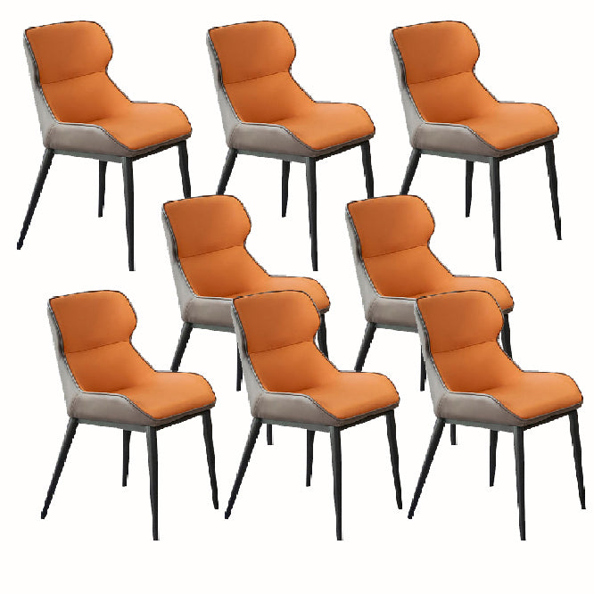 Industrial Low Back Dining Chairs Faux Leather Armless Side Chair