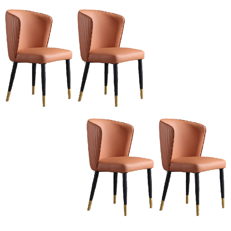 Orange and Gray Dining Chairs Glam Faux Leather Armless Side Chair