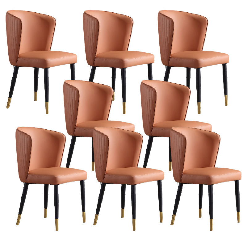Orange and Gray Dining Chairs Glam Faux Leather Armless Side Chair