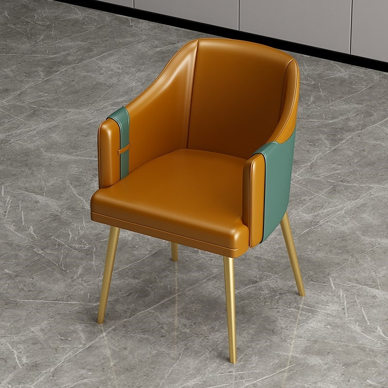 Glam Style Dining Chair Upholstered Faux Leather Dining Arm Chair