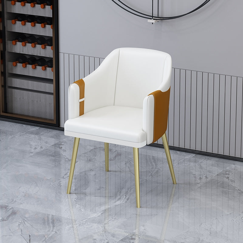 Glam Style Dining Chair Upholstered Faux Leather Dining Arm Chair