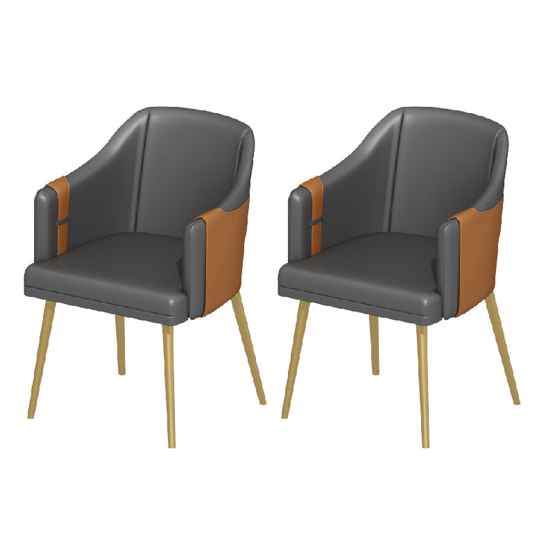 Glam Style Dining Chair Upholstered Faux Leather Dining Arm Chair