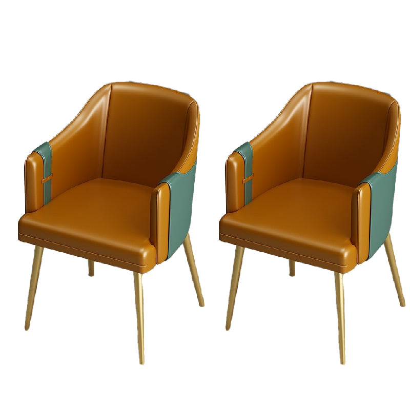 Glam Style Dining Chair Upholstered Faux Leather Dining Arm Chair