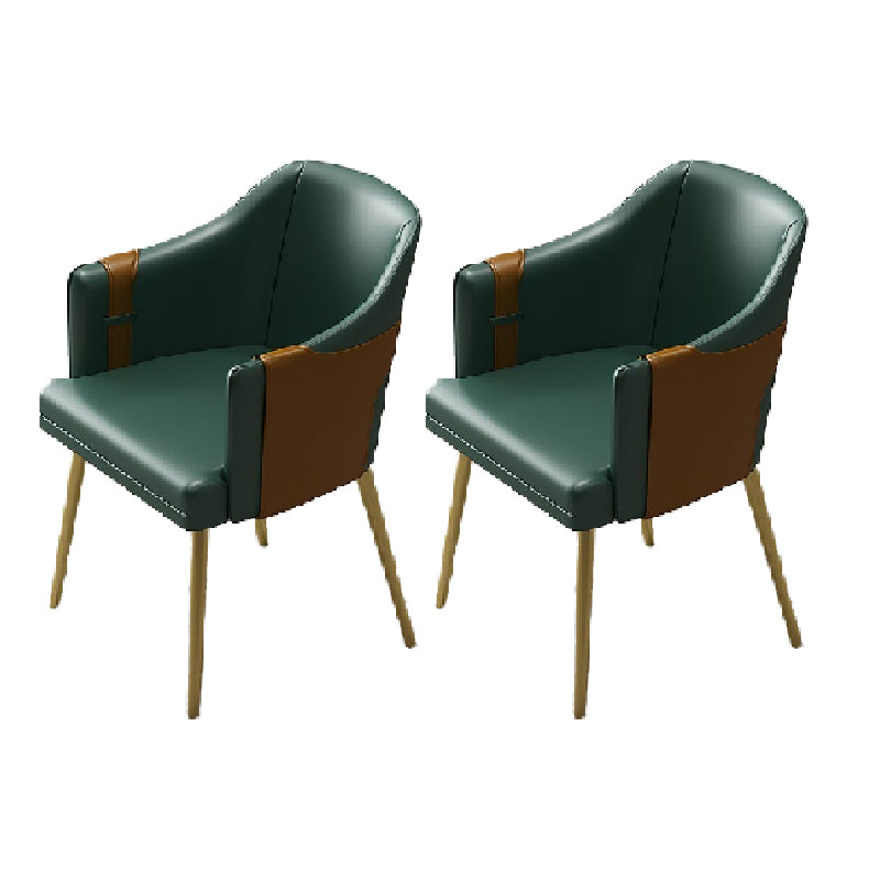 Glam Style Dining Chair Upholstered Faux Leather Dining Arm Chair