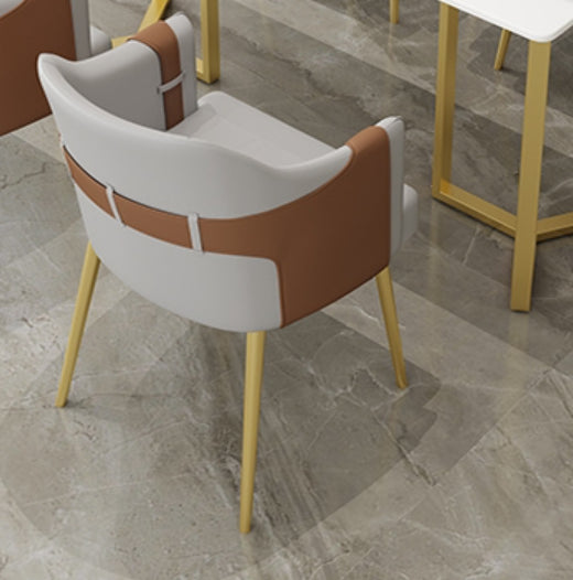 Glam Style Dining Chair Upholstered Faux Leather Dining Arm Chair