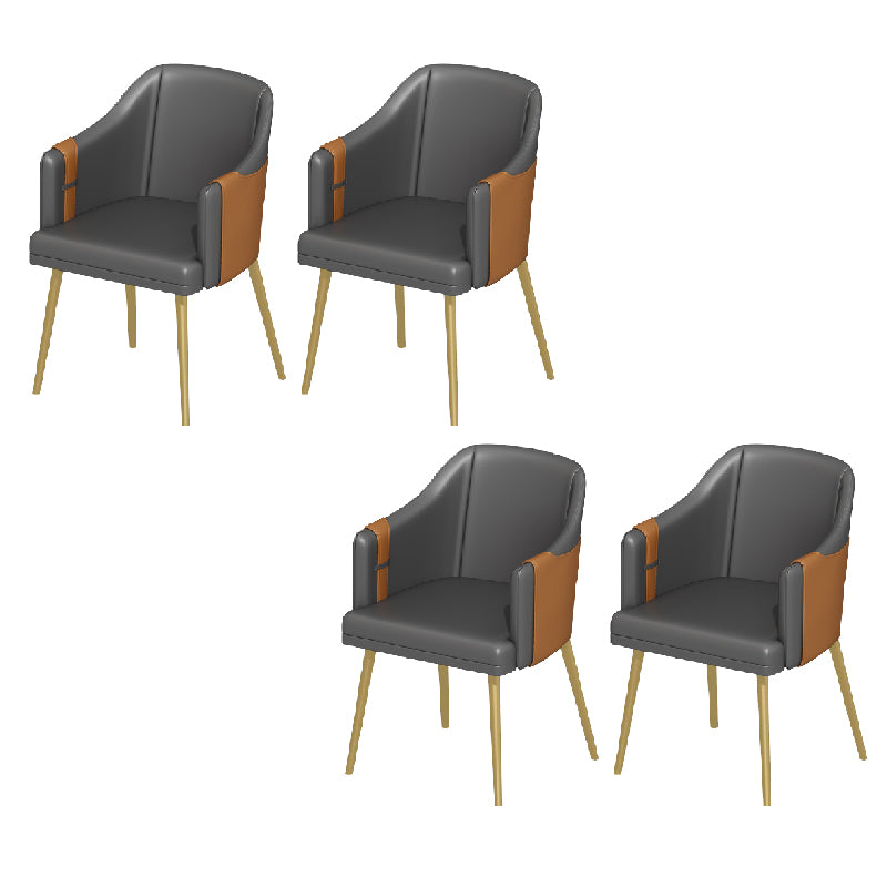 Glam Style Dining Chair Upholstered Faux Leather Dining Arm Chair