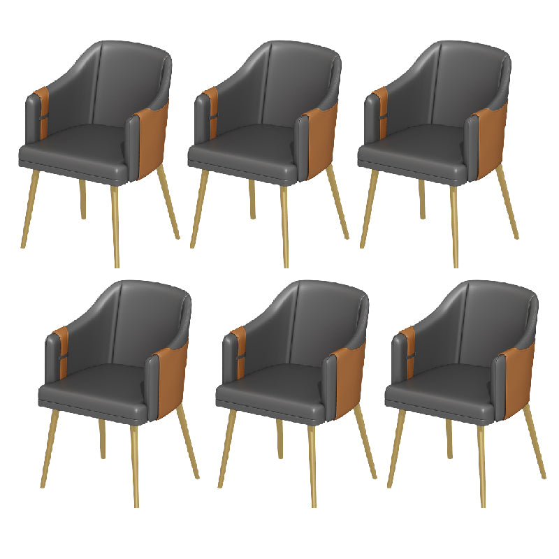 Glam Style Dining Chair Upholstered Faux Leather Dining Arm Chair