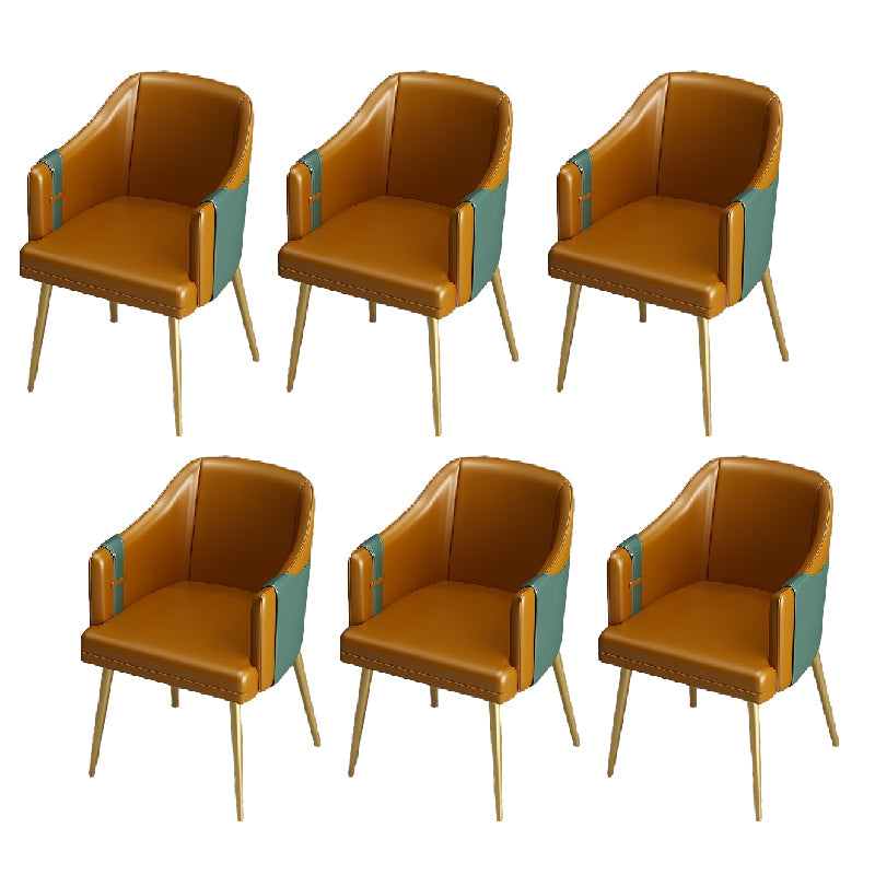 Glam Style Dining Chair Upholstered Faux Leather Dining Arm Chair